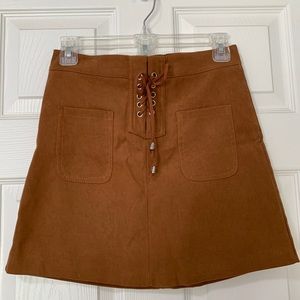 Khaki lace up mini skirt